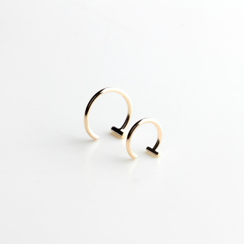 Essential dash hoop earring minimalist gold bar hoop earring image 1