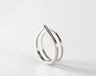 Paired - silver double ring - minimalist sterling silver pointy double ring