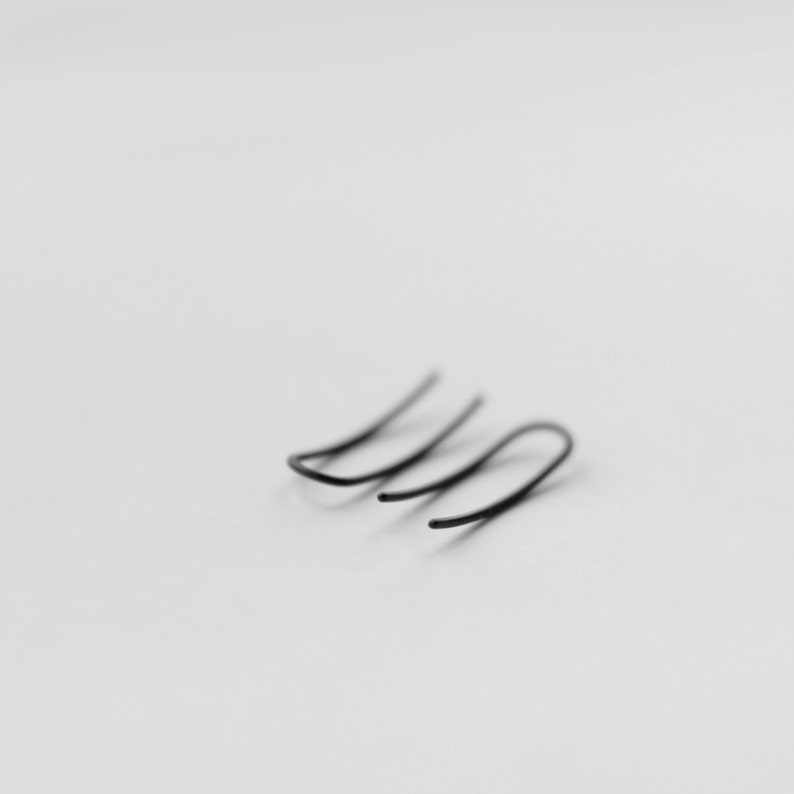 Line 03 oxidized silver earring minimalist oxidized sterling silver curved climber earring image 4