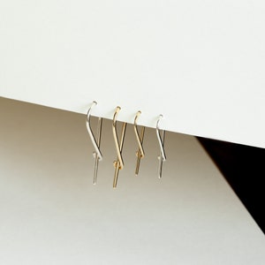 Small Safety Pin Earrings silver hoop like earring silver small safety pin hoop earring image 2