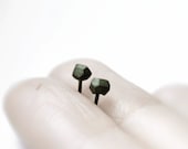 Black rocks - faceted oxidized silver earrings - faceted oxidized sterling silver stud earrings - minimalist studs
