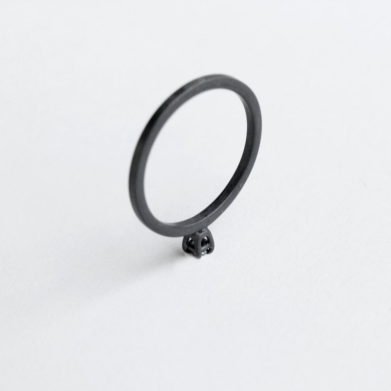 Diamond Thorn black diamond oxidized silver ring natural black diamond oxidized sterling silver ring minimalist engagement ring image 4