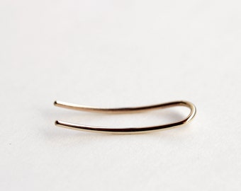 Line 03 - gold ear climber - minimalist yellow gold curved ear climber earring