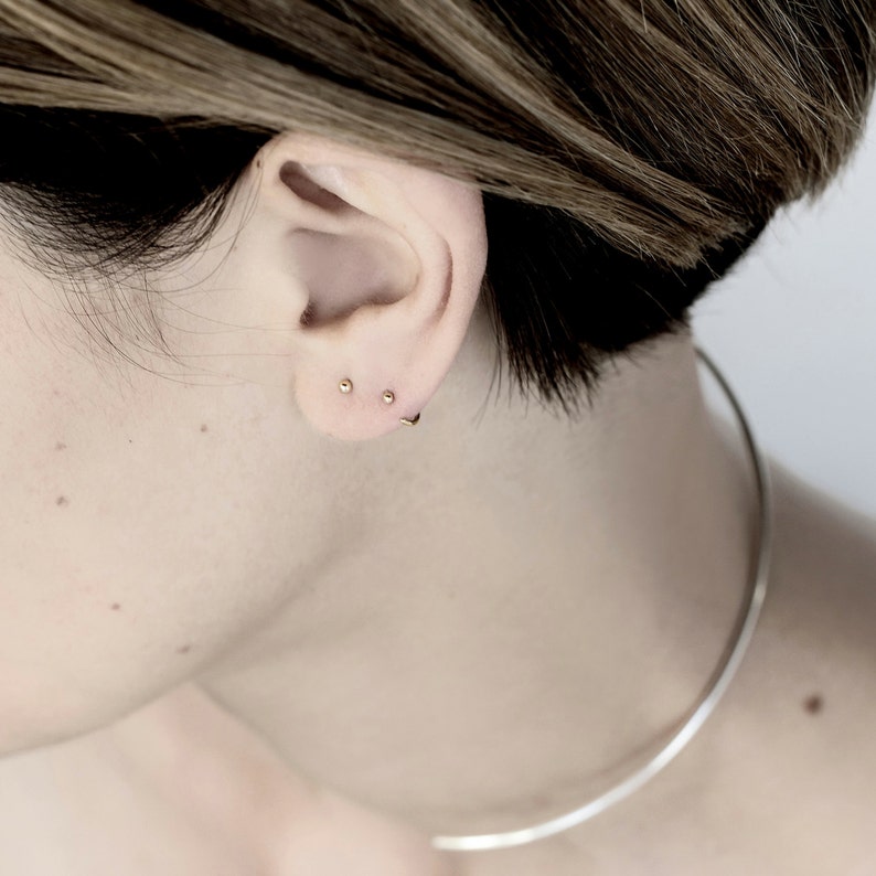 Essential gold dot earring minimalist tiny gold dot stud earrings image 3