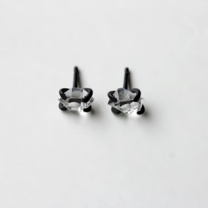 Xx herkimer diamond oxidized silver earrings natural herkimer diamond oxidized sterling silver stud earrings image 3