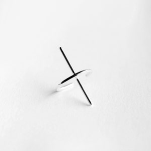 Ligne 04 - oreillette barre en argent - boucle d'oreille barrette en argent sterling - oreillette minimaliste