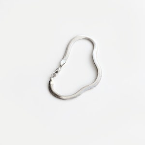 BOLD Curve silver bracelet flat herringbone snake chain sterling silver bracelet image 4