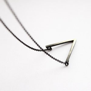 V - oxidized silver necklace with V pendant - oxidized sterling silver necklace with oxidized pendant - minimalist necklace