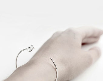 Eye - herkimer diamond silver cuff - natural herkimer diamond sterling silver cuff bracelet - minimalist bracelet