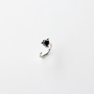 Diamond thorn - black diamond silver earring - natural black diamond sterling silver hug earring