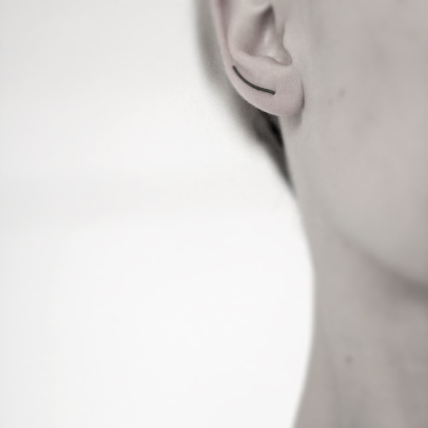 Line 03 - oxidized silver earring - minimalist oxidized sterling silver curved climber earring