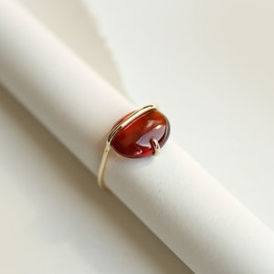 Banded garnet ring natural hessonite garnet ring statement ring image 3