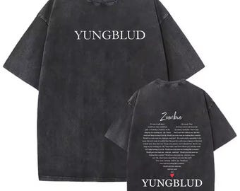 Camiseta unisex lavada con estampado de YungBlud, sudadera con capucha