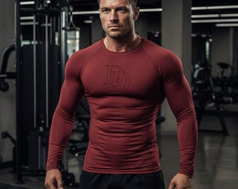 Camiseta de manga corta/larga Daredevil, camiseta de entrenamiento de superhéroe, ropa deportiva para gimnasio, top de alto rendimiento.
