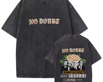Camiseta unisex lavada con estampado de No Doubt y sudadera con capucha.