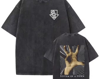 Camiseta unisex lavada con estampado System of a Down y sudadera con capucha.