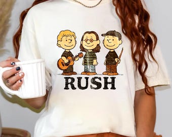 Camiseta retro de Rush x Peanuts: Geddy Lee, Alex Lifeson y Neil Peart Rock Band
