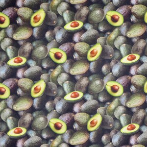 Realistic Packed Avocado A La Carte Food Digital Print Pure Cotton Fabric from Elizabeth's Studio--By the Yard