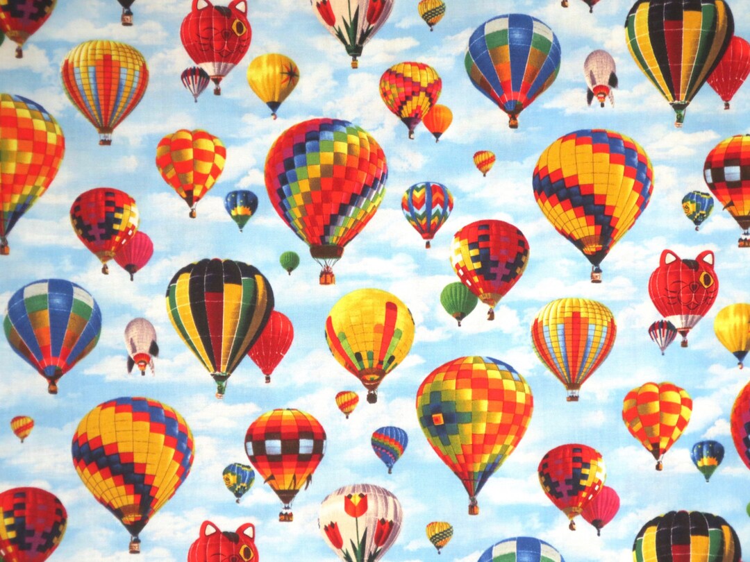 Hot Air Balloon Digital Printing Cotton Fabric For Sewing Clothes Dresses  Bedding DIY Handmade By Meters