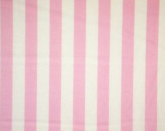 Light Pink and White 7/8" Stripe Print Pure Cotton Fabric--By the Yard