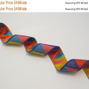 Cheerful Colorful Triangles Design PolyesterJacquard Ribbon--7/8&quot;--By the Yard