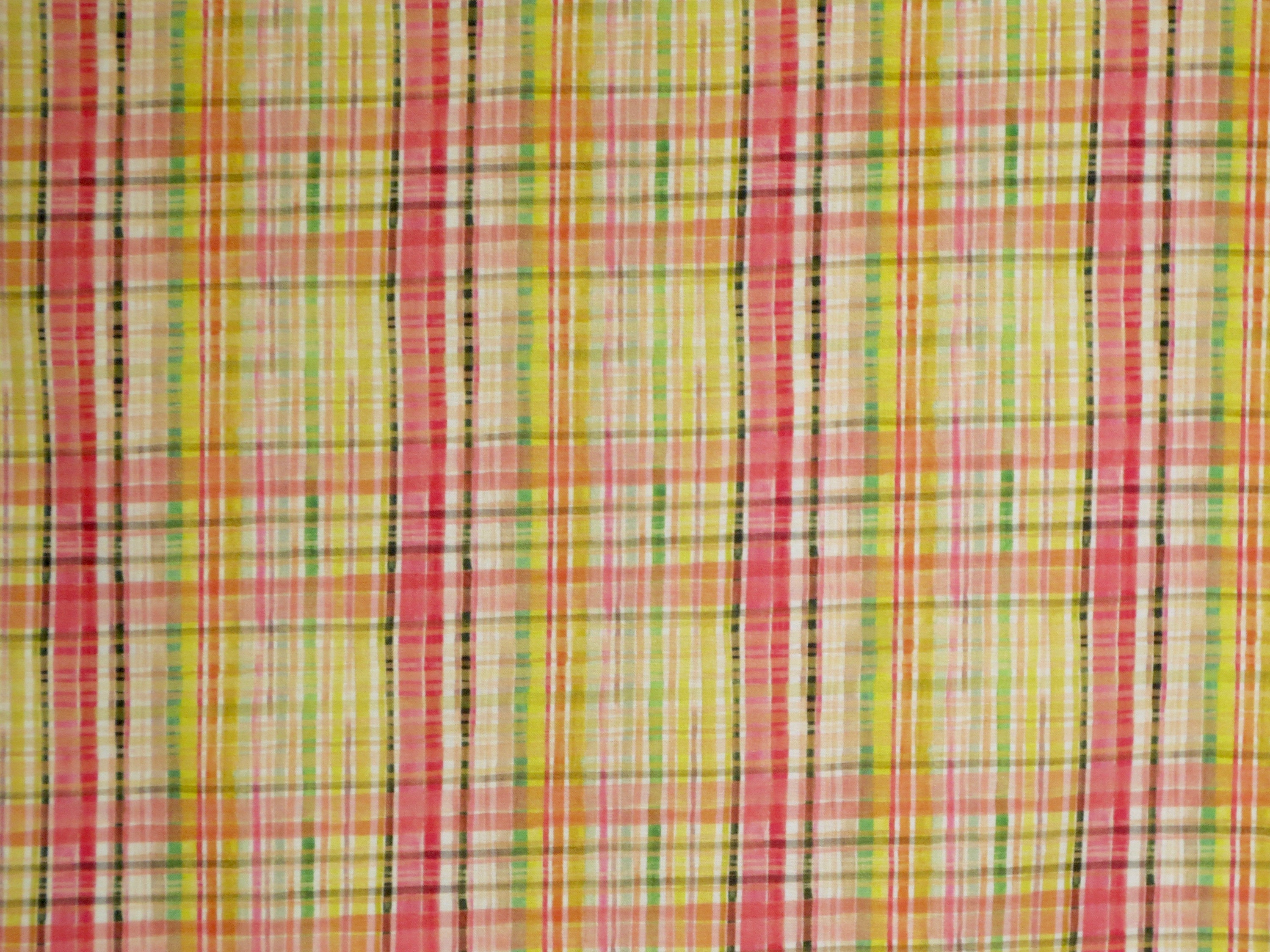 Cheerful Yellow and Melon Printed Fall Plaid Digital Print Pure Cotton Fabric from Dear Stella--By the Yard
