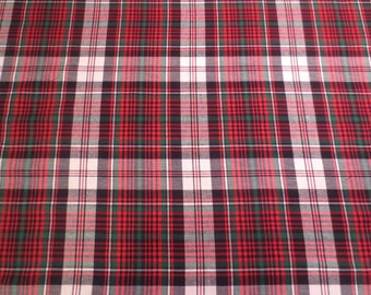 BESONDERE - Rot und Weiß mit Grün Tartan Plaid Leichter Baumwoll-Flanell-Stoff--Massevorrat