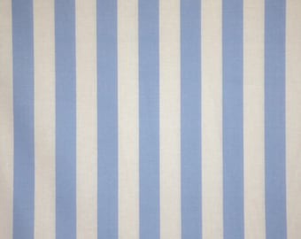 Light Blue and White 7/8" Stripe Print Pure Cotton Fabric--By the Yard