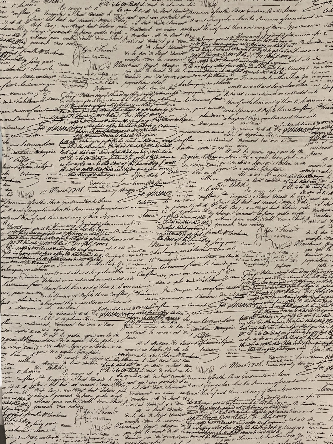 Black on Ivory Old Script Print Pure Cotton Fabric From Michael Miller ...