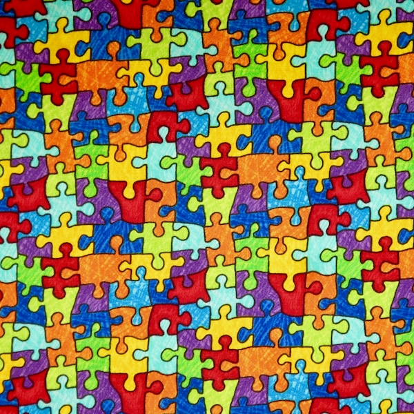 Jigsaw Puzzle Fabric Etsy