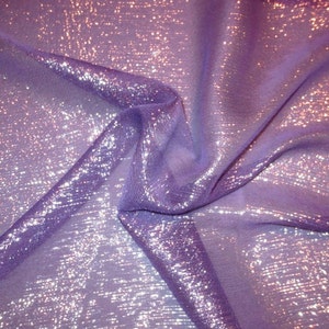 Purple with Silver Metallic Silk Chiffon Fabric--By the Yard