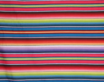 REMNANT--Fiesta Serape Stripe Printing Blue and Red Pure Cotton Fabric from Elizabeth's Studio--1&1/8 YARD