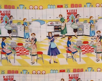 Charming Retro Home Ec Print Pure Cotton Fabric from Michael Miller--By the Yard