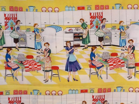 Charming Retro Home Ec Print Pure Cotton Fabric from Michael Miller--By the Yard