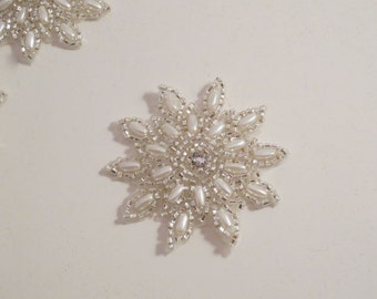 Small Pearl and Beaded Starburst Design Appliques--One Piece