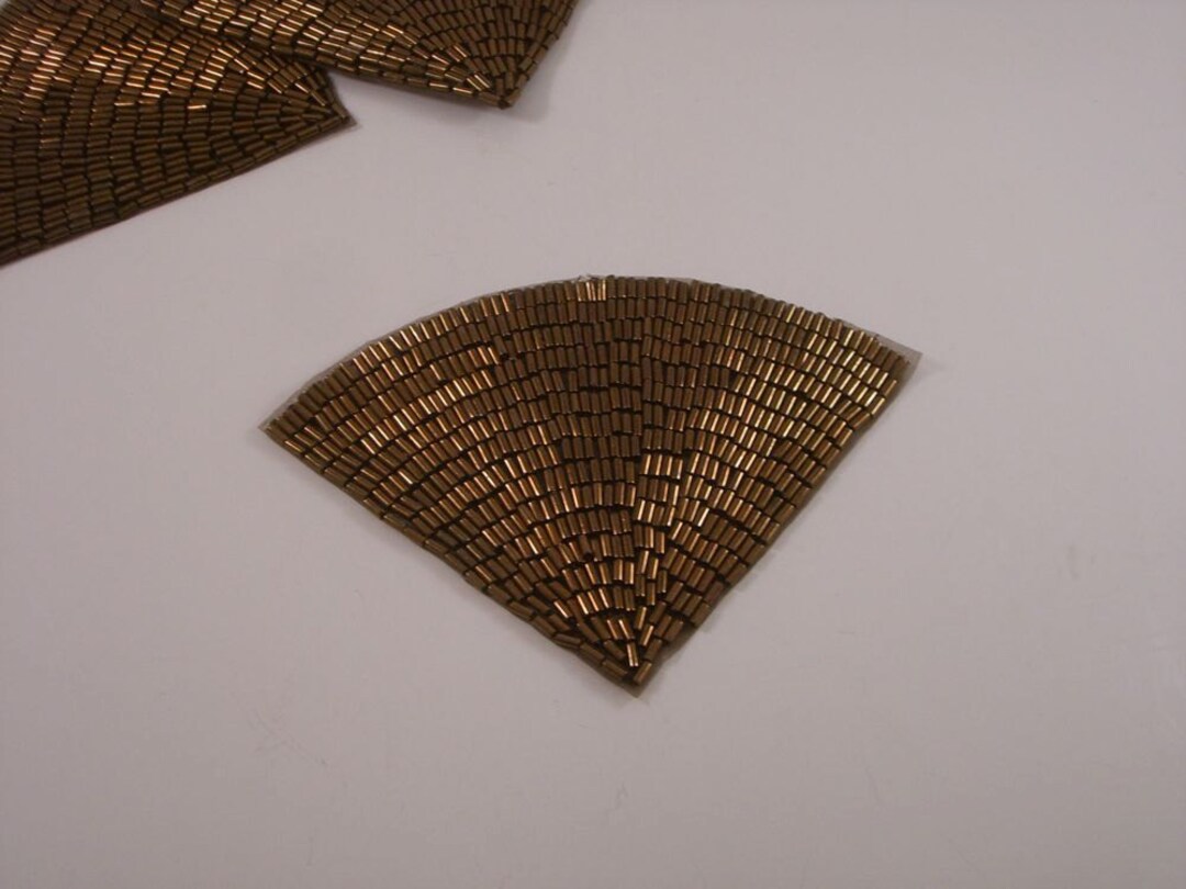 Bronze Deco Fan Shape Beaded Applique--by the Piece - Etsy
