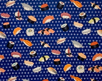 Shibori Sushi Clever Novelty Print on Indigo Blue Pure Cotton Fabric from Alexander Henry--By the Yard