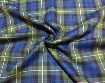 Classic Kelly Green and Royal Blue Tartan Plaid Fine Twill 100% Cotton Shirting Fabric--By the Yard