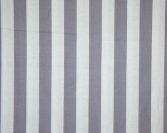 Light Gray and White 7/8"  Stripe Print Pure Cotton Fabric--By the Yard