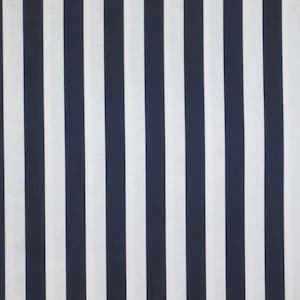 Navy Blue and White 7/8&quot; Stripe Print Pure Cotton Fabric--By the Yard