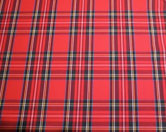 Klassisches Rot mit Schwarz-Gelb-Tartan-Plaid-Feinköper-Baumwollhemdstoff - Massenware