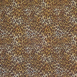 May include: A seamless fabric pattern with a brown, tan, and black leopard print.