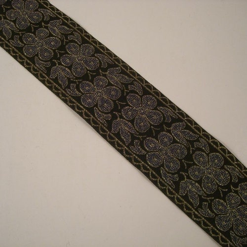 Medieval Folk Fabric woven trim Bronze/Black 5/8 inch wide by the yard 