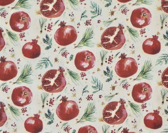 Cheerful Pomegranates and Greenery Digital Print Pure Cotton Fabric from Dear Stella--By the Yard
