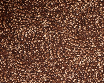 Shades of Brown Coffee Beans Allover Packed Print Pure Cotton Fabric from Timeless Treasures--By the Yard