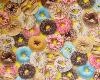 Colorful Fun Iced Donut Print Pure Cotton Fabric from Benartex==By the Yard