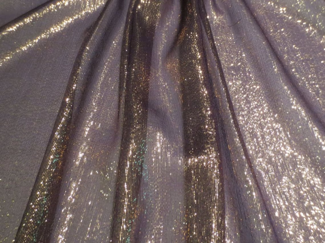 Black With Gold Metallic Silk Chiffon Fabricby the Yard Etsy