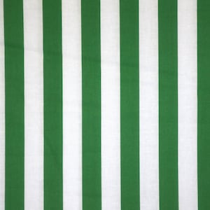 Kelly Green and White 7/8&quot; Stripe Print Pure Cotton Fabric--By the Yard