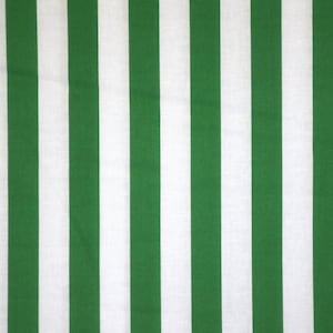 Kelly Green and White 7/8" Stripe Print Pure Cotton Fabric--By the Yard