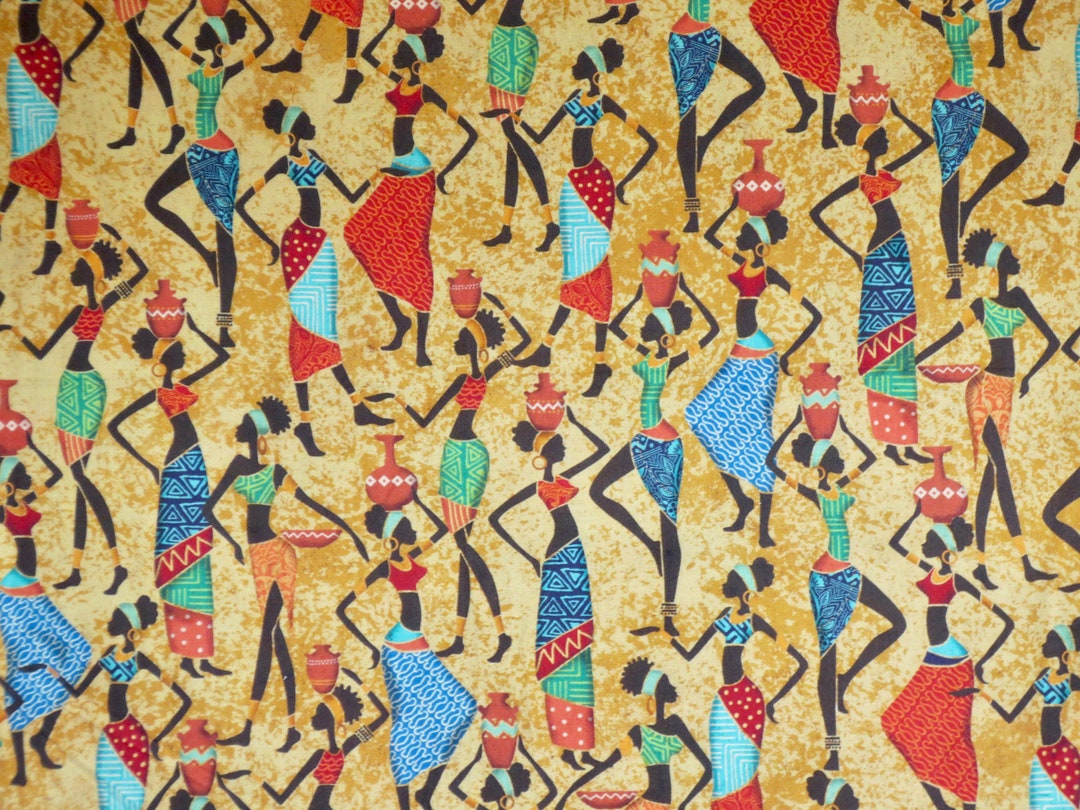 Colorful African Woman Print Pure Cotton Fabric From Michael Miller--by ...